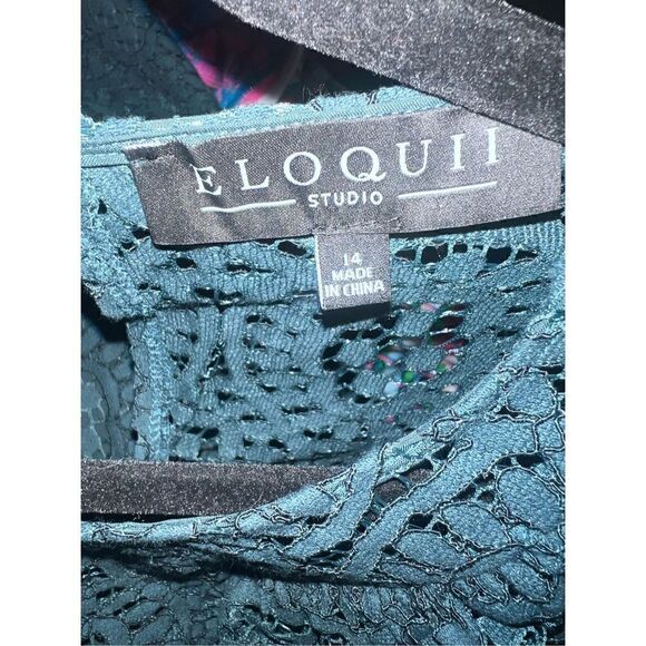 Eloquii Studio Women’s Size 14 Long Sleeve Lace Dress Emerald Green NWT - Picture 2 of 6